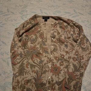 Paisley Button-Up Cashmere Cardigan